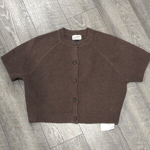 Brown Short Sleeve Cardigan